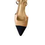 C PARAVALO Beige Black Captoe Slingback Flats Size 40 / US 10 Photo 3