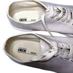 ASOS Design Italian Dismiss Lace Up Lug Trim Chunky Sneakers Glossy Beige Tan 7 Photo 4
