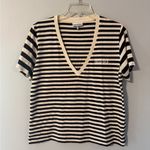 Ganni  Software Striped Jersey V- neck Tee Photo 1