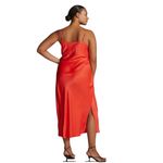 Anthropologie  The Elyse Slip Dress Satin Cowl Neck Maxi Orange Sz LP Satin Party Photo 3