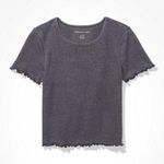 American Eagle Outfitters Gray Fitted Crop Tee Photo 0