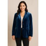 Mazik Women's L Blue Velvet Blazer Two Button Oversized Fit Jacket Size L Photo 3