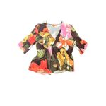 STINE GOYA SGNAICA TOP SUMMER NIGHT POPPIES Floral Print Wrap Top 3/4 Sleeve L Brown Size L Photo 2