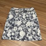 Talbots  Grey and White Floral Keen Length Business Casual Skirt Size 8 Photo 0