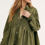 We The Free Olive Green Dylan Peplum Shirt Button Snap Front Western Style XS Photo 0