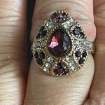 Water drop purple crystal CZ gold plated ring size 7.5 Photo 8