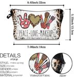 Leopard Animal Print Peace and Love Makeup Bag Brown Photo 2