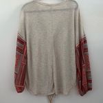 Hummingbird Mixed Media Waffle Knit and Chiffon Top Size Large Photo 1