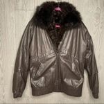 Vintage Maison Blanche leather fur lined jacket coat removable fur vest lining s Brown Photo 1
