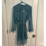 Chico's NWT Herringbone Long Sleeve Sheer Shirt Dress Turquoise Blue Women's 1 Photo 5