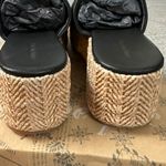 Free People Harbor Raffia Flatform Sandals in Black Size 11 Platform Chunky Boho Photo 9