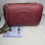 Gucci Calfskin Leather Soho Hard Case Clutch Shoulder Bag -Mauve/Pink - Preowned Photo 11