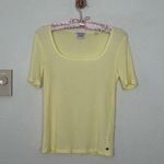 Scotch & Soda Fitted Ribbed Scoop-Neck T-Shirt Butter Yellow Square Neck Photo 2