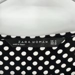 ZARA  Blouse Womens M Black White Dotted Long Sleeve Semi Sheer Business Career Photo 1
