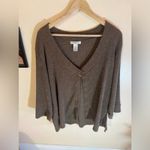 Rafael Woman Abstract Seersucker Ribbed open cardigan size 1X brown Photo 2