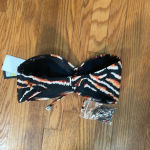 DKNY  Bandeau‎ Tie-Front Bikini Top Swimsuit animal print size M NWT Photo 2