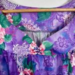 Lounge Vintage Womens 1X Top MuuMuu Shirt Short Sleeve Hawaiian Floral Purple Photo 8