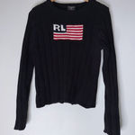 Ralph Lauren Vintage 90s Polo Jean Co  Black American Flag XL Preppy Photo 0