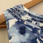 Charter Club  100% Linen Dress Sleeveless Blue Floral Costal Cottage Size 6 Photo 7