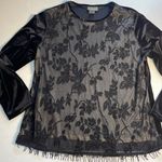 Notations  Women’s Black‎ Lace & Velvet Whimsigoth Dark Romantic Beaded Top XL Photo 8