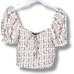 Forever 21  Smocked Dainty Floral Puff Sleeve Top Photo 0