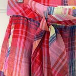 C&C California  Linen Pleated Trouser Shorts High Waist Size 6 Pink Plaid Photo 2