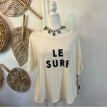 Amuse Society  A4116CLE Le Surf Tee White Black Graphic 100% Cotton NWT Large Photo 1