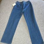 Liz Claiborne  Jeans Size 10‎ Straight Wide Leg Dark Wash Lizwear Forties Flair Photo 5