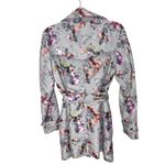 Guess Grey Floral Print Double Breasted Coat Womens S Belted Gray Photo 3