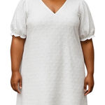 Adrienne Vittadini V Neck 3/4 Length Sleeve Textured Shift Size XL Photo 0