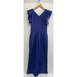 Rachael Roy Cropped Jumpsuit Womens Navy Ruffled Sleeves V Neck Blue Photo 9