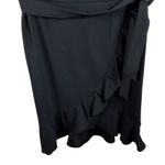 Calvin Klein Black Ruffled Hem Belted Short Sleeve Knee Length Dress Size 16 Photo 4