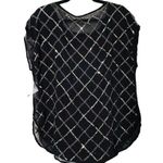 Free People NEW  Night Fall Tunic Black Sequin Blouse Relax Fit Size XS Photo 4