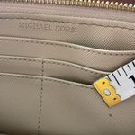 Michael Kors black brown snakeskin embossed logo gold tone zippered wallet Photo 2