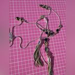 Nine West Silver bass metal chain 3 colors beads Tassel Necklace adjustable 38” Photo 8