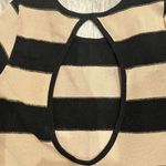 Uk2la Women’s Black And Tan Striped Sweater Dress 3/4 Sleeves Round Neck Short Photo 2