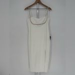 Lulus Upscale Flirt Ivory Rhinestone Sleeveless Bodycon Midi Dress Size L White Size L Photo 1