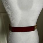 EXPRESS 90s 00s  belt leather metal statement burgundy gold small Photo 9