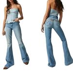 MOTHER Denim Jeans Women Light Wash Star Embellished Straight Leg Blue Size 25 Photo 1