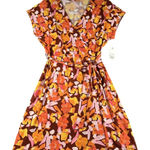 Nine West  Dress Womens Large Floral V-Neck Short Sleeve Belted Wrap‎ NWT Photo 0