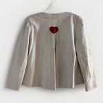 PRINGLE OF SCOTLAND White Ivory Leather Cropped Collarless Jacket Women's Coat 6 Photo 1