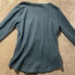 Eddie Bauer  Shirt Womens Medium Henley Blue Waffle Knit Long Sleeve Thermal Photo 1