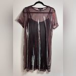 Forever 21  Y2K Metallic Mesh Holographic T-Shirt Mini Dress Women’s Sz 0X EUC Photo 1