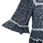 Free People Medium Tunic Top Floral Square Neck 3/4 Bell Sleeves Tiered Peasant Photo 3