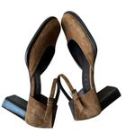 Paloma Round Square Suede Toe Chunky Heels Mary Jane Shoes feature leather 7.5 Brown Photo 6