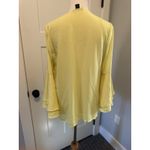 Alfani  Blouse Women's 8 Size 8 Yellow Long Bell Sleeves V Neck Going Out Top Photo 2