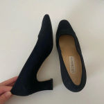 Liz Claiborne women’s black suede leather soles chunky heel shoes — size 6 Photo 3