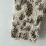 123 Story by Line Up Fuzzy Soft Open Front Animal Print Sweater Cardigan S Small Tan Photo 3