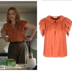 Ulla Johnson Elli Top Satin Blouse Shirt Orange Size 2 As Seen On TV Pleated Tie Photo 6