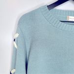 Altar'd State Knit Floral Embroidered Sleeve Crop Sweater Green and White Size M Photo 4